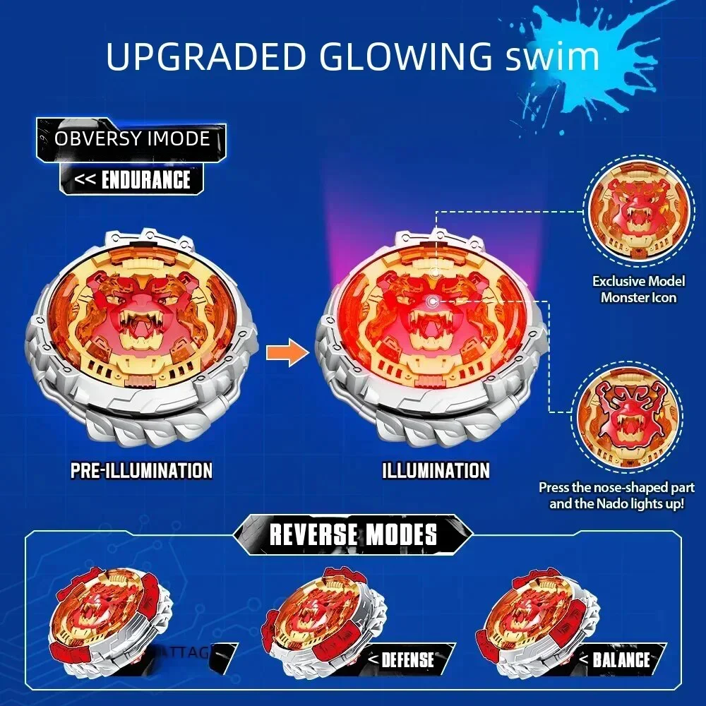 Infinity Nado 6 Proskill Pack Blazing War Bear Glowing Spinning Top Sword Launcher with Optional Rotation Direction Kid Toy spinning top toy battle top toy battle tops