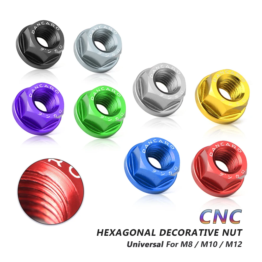 2pcsMotorcycleAxleNutM8M10M12DecorativeScrewNutsAluminumNuts