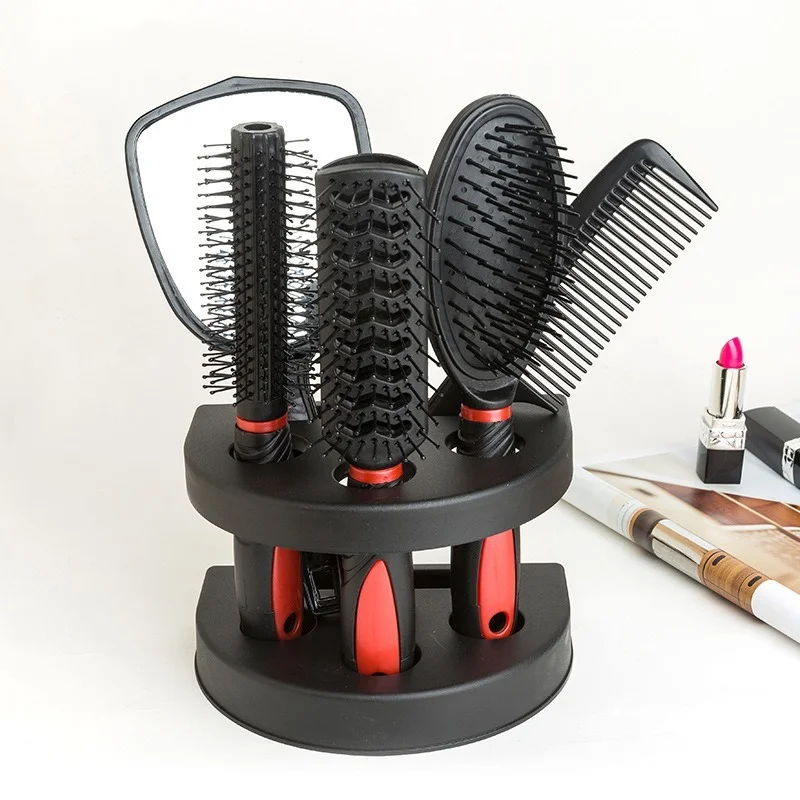 5 Pcs Salon Styling Set Women Travel Makeup Adults Hair Brush with Holder Home Portable Anti-Static Combs Mirror Tool portable basketball hoop basketball system 6 6 10ft height adjustment for youth adults led basketball hoop lights colorful lights waterproofsuper bright to play at night outdoors good gift for kids