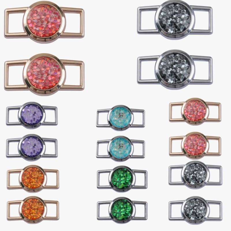 

Exclusive Mold Glitter Gems Shoelaces Buckle Shoes Decorations Sneaker Kits Metal Lace Buckle Stylish Suitable Kinds Flat Laces