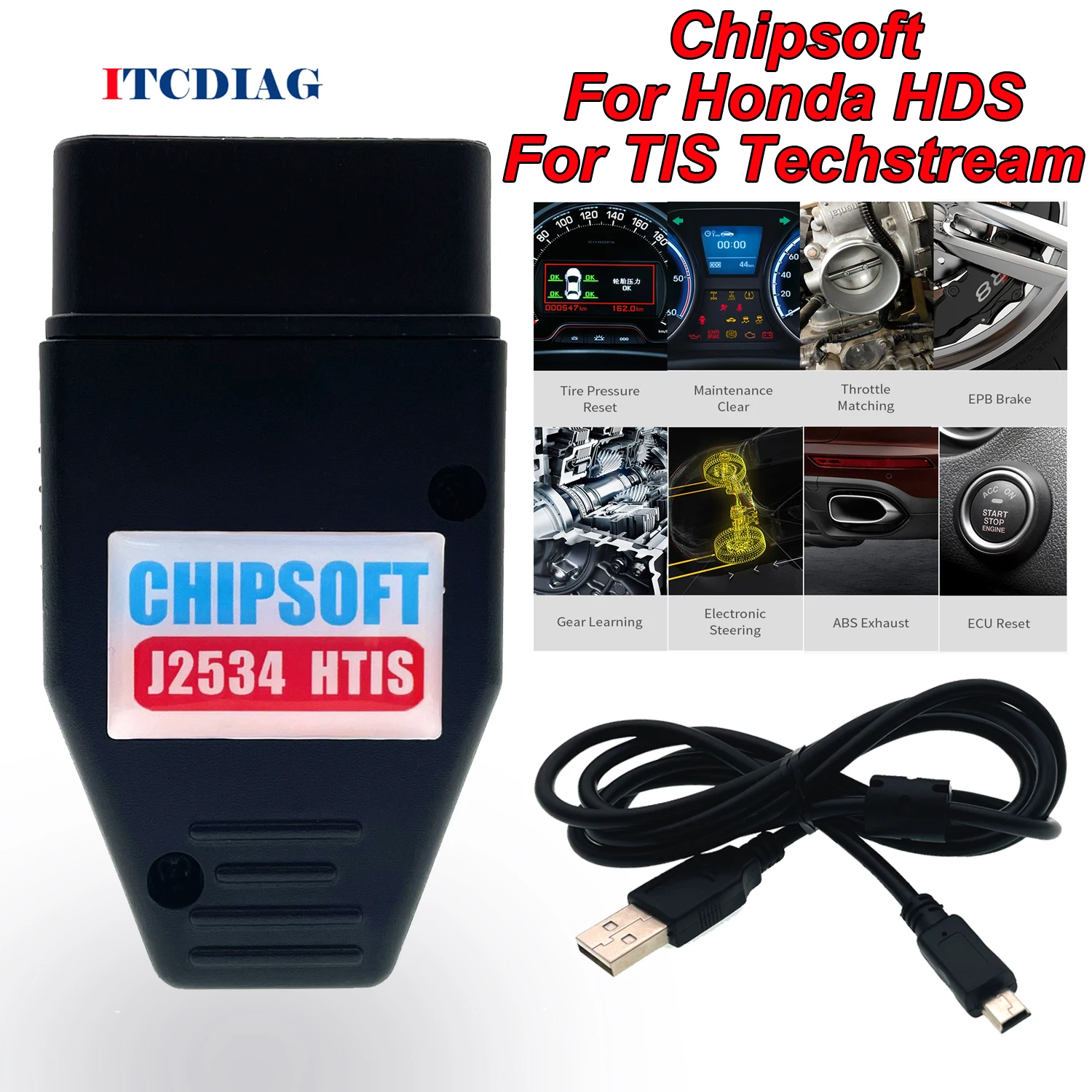 Chipsoft J2534 Htis Per Toyota Tis Techstream 18.00.008 Strumento Diagnostico Vci E Per Honda Hds 3.102.051 2 In 1 Scanner Obd Per Cavi
