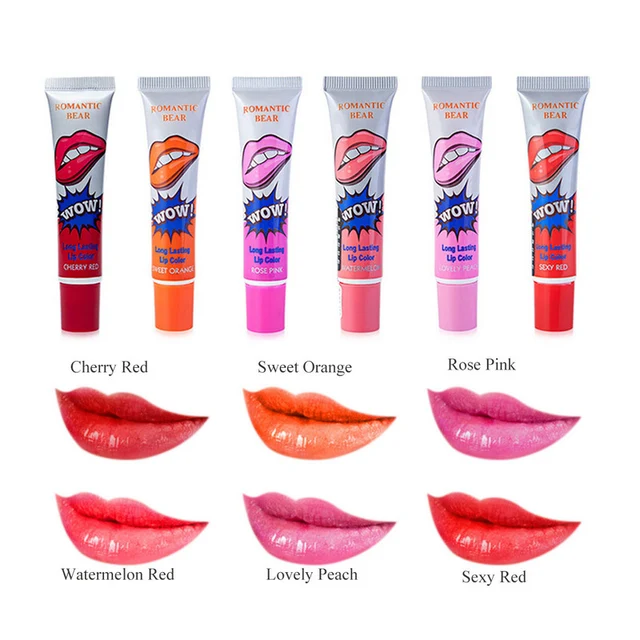 6 Colors Korea Peel Lipstick OffTattoo Magic Color Lip Stain Tint Long Lasting Lip Gloss Sets for Women Colored Matte Sexy Color