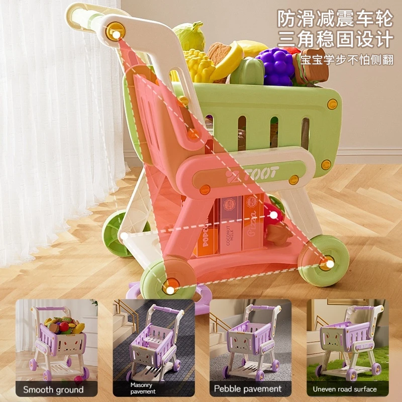 New Toys Girl'S Fruit And Vegetable Shopping Cart Playing House Kitchen Toys Children'S Toys Fruit Handcart Gift 3