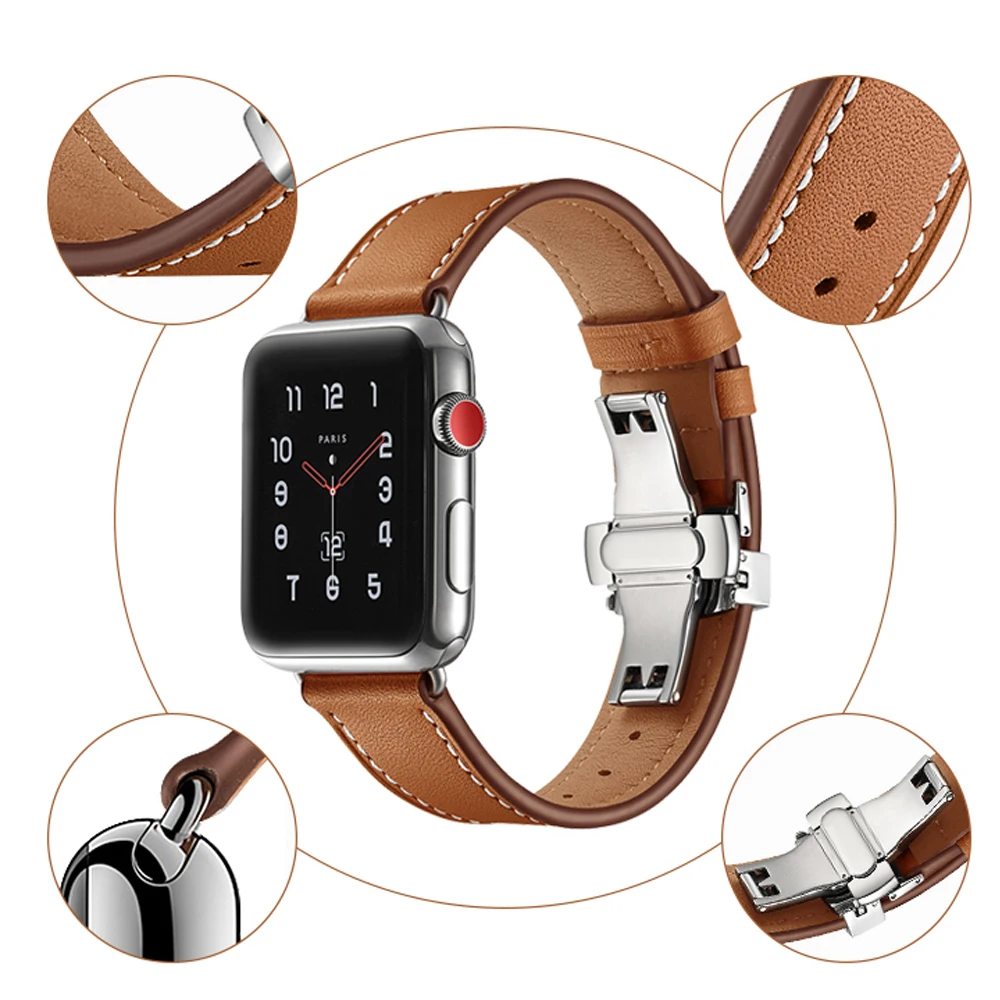 Lederarmband für Apple Watch 45mm 41 44 40 42 46 38 Ultra 49mm Uhrenarmband für Iwatch Serie 12 11 10 9 8 7 6 5 4 Armband – Detail 11