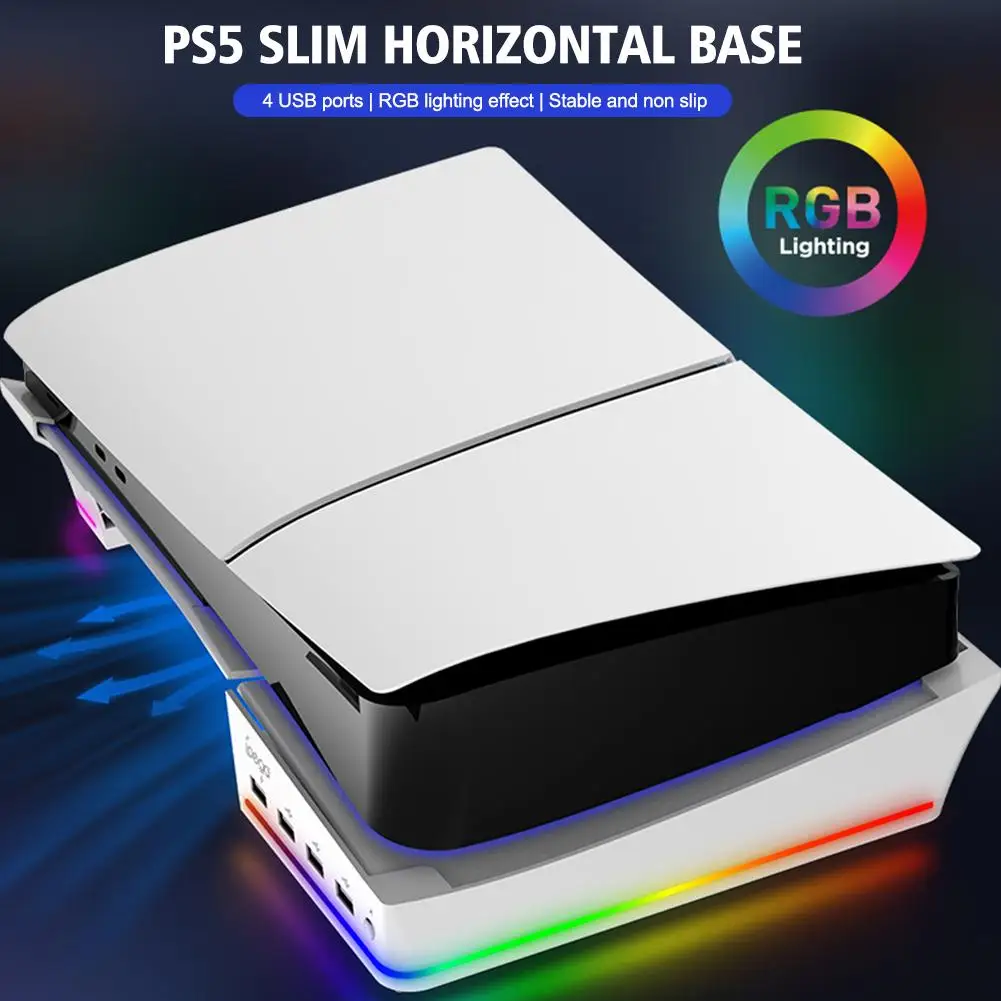 PS5 슬림 수평 스탠드, 미끄럼 방지 호스트 스토리지 스탠드 브래킷, 플레이스테이션 5 슬림 디스크 및 디지털 에디션 게임 액세스 X4W5