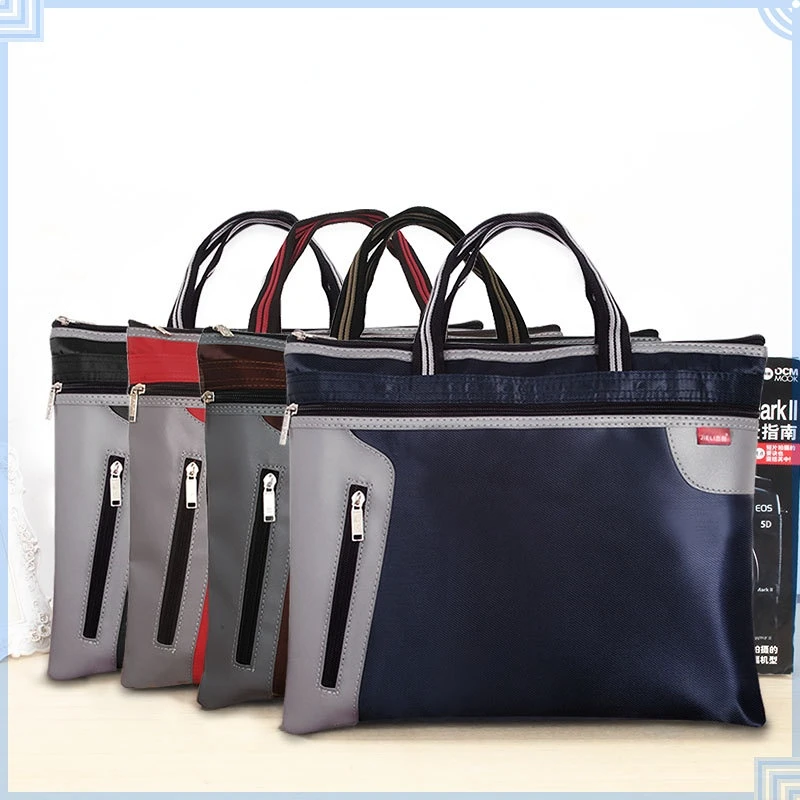 

37X30CM Commercial Business Document Bag A4 Tote file folder Filing Bag Meeting Bag Side Zipper Pocket office bags for documents