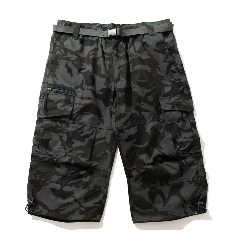 thumbnail image 1 of Pantalones cortos holgados informales de talla europea para hombre, pantalones cortos con múltiples bolsillos, 1 of 5