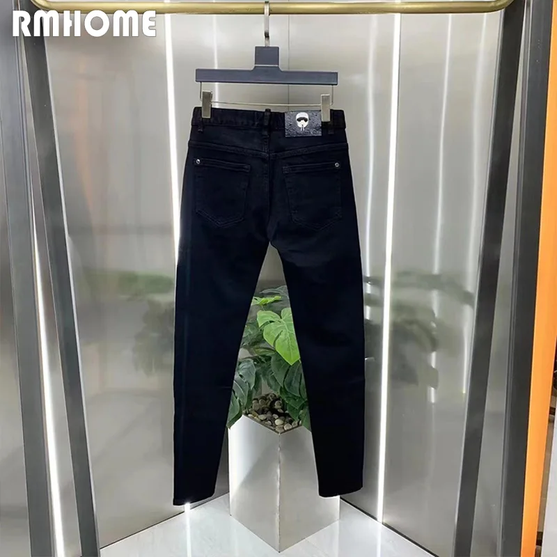 Men's Black Jeans Luxury Rhinestone Design New style Slim Male Pencil Pants All Seasons Popular Handsome Trousers Man Clothing