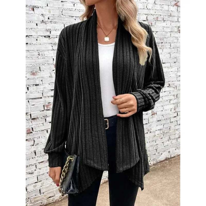 

Autumn and Winter New Women's Thin Coat Solid Casual Loose Long Sleeve Cardigan Top
