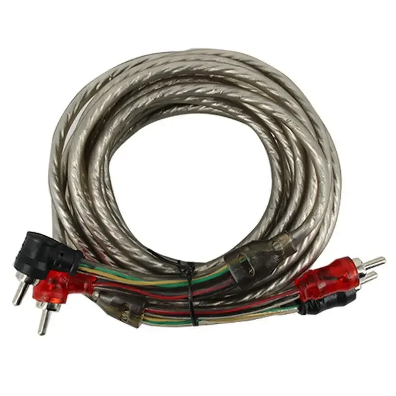 Car Audio Signal Cable Pure Copper 2 to 2 Power Amplifier Subwoofer Wire 5m RCA Signal Line for Car Audio System Accessories audio speaker cable audio signal cable audio cable electrical wire cable electronic wire cable