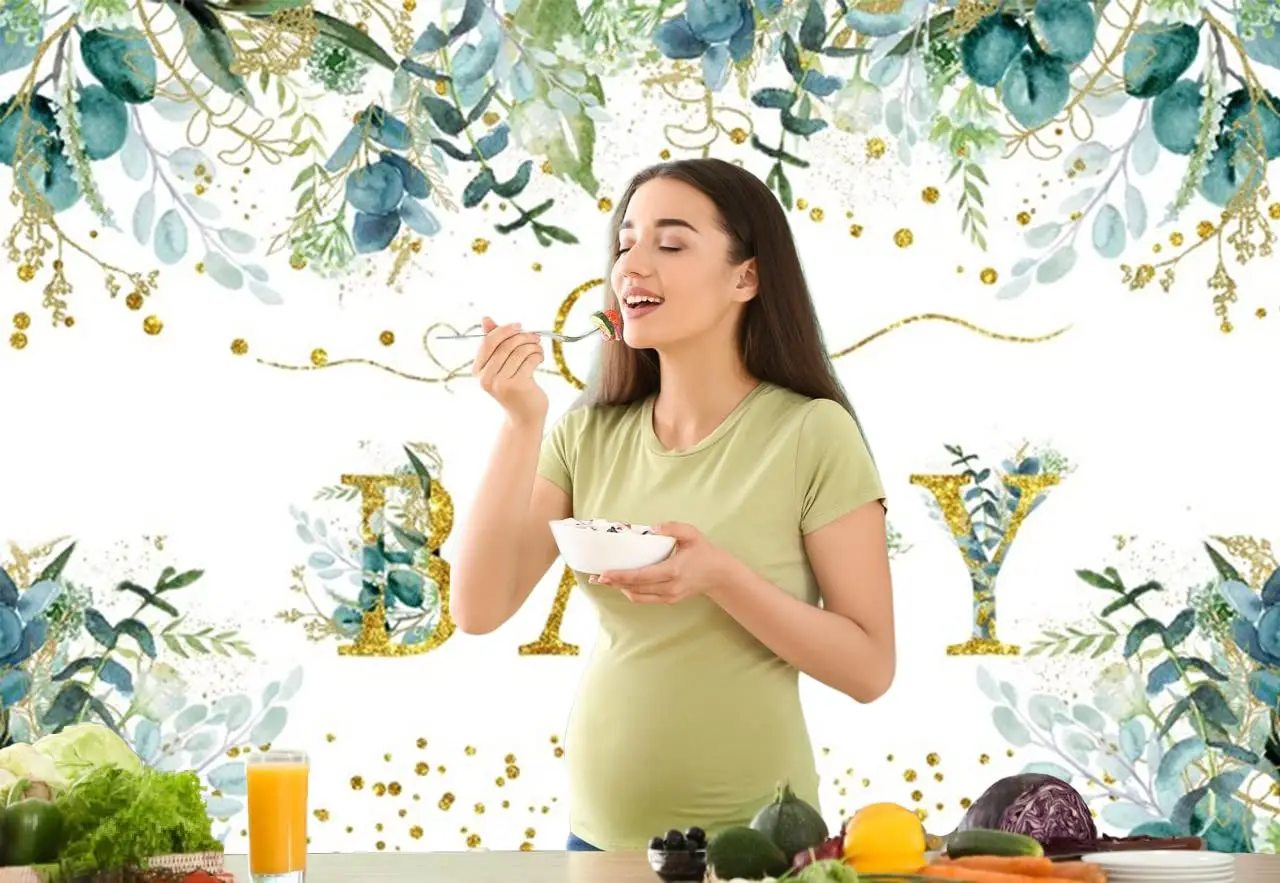 Oh Baby Baby Shower Backdrop Newborn Kids 1st Birthday Party Green Leaves Floral Cake Smash Photography Props Background Banners