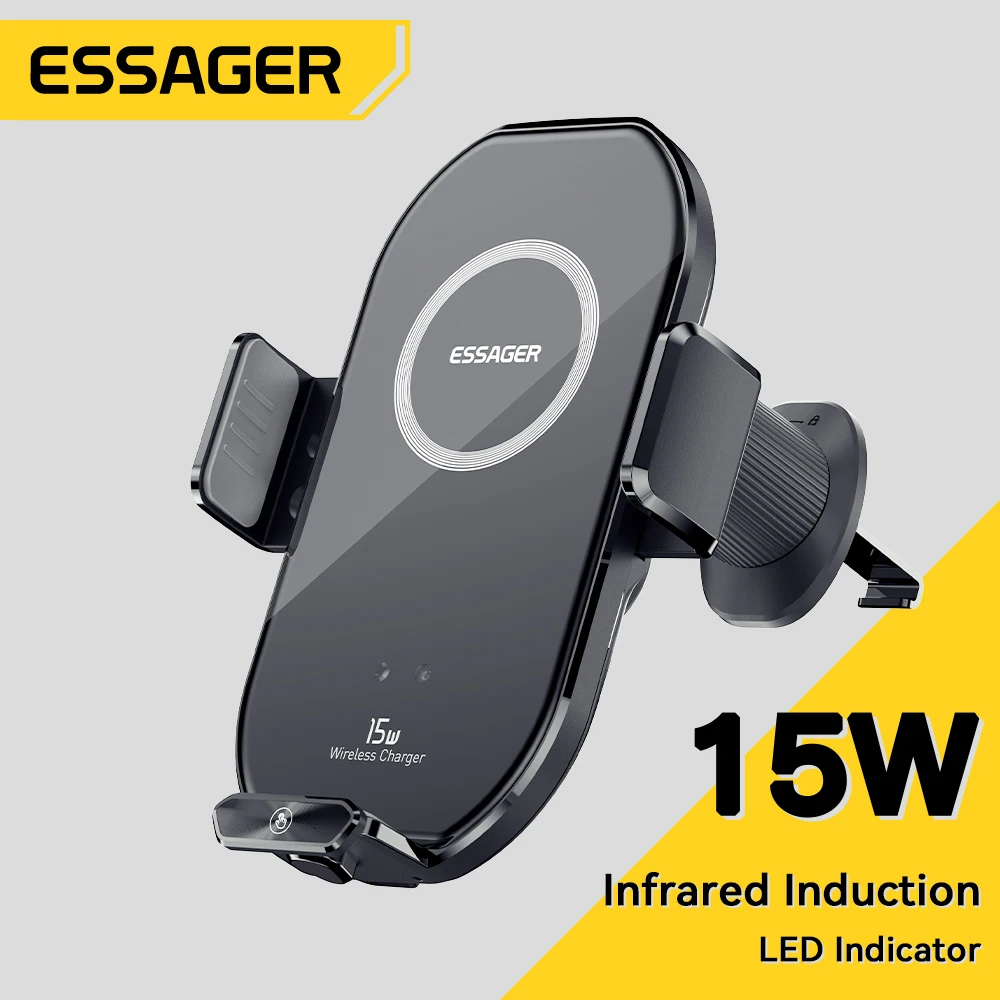 Essager 15W QI Car Mounts Wireless Chargers Car Holder Charger Aircon Vent For iPhone 15 14 13 12 Pro Max Huawei  Xiaomi Samsung