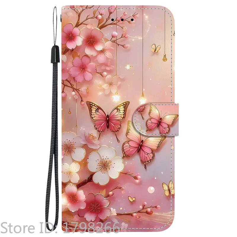 Elegant Colored Flower Wallet Phone Case - Magnetic Flip Leather Cover with Cute 3D Pattern
