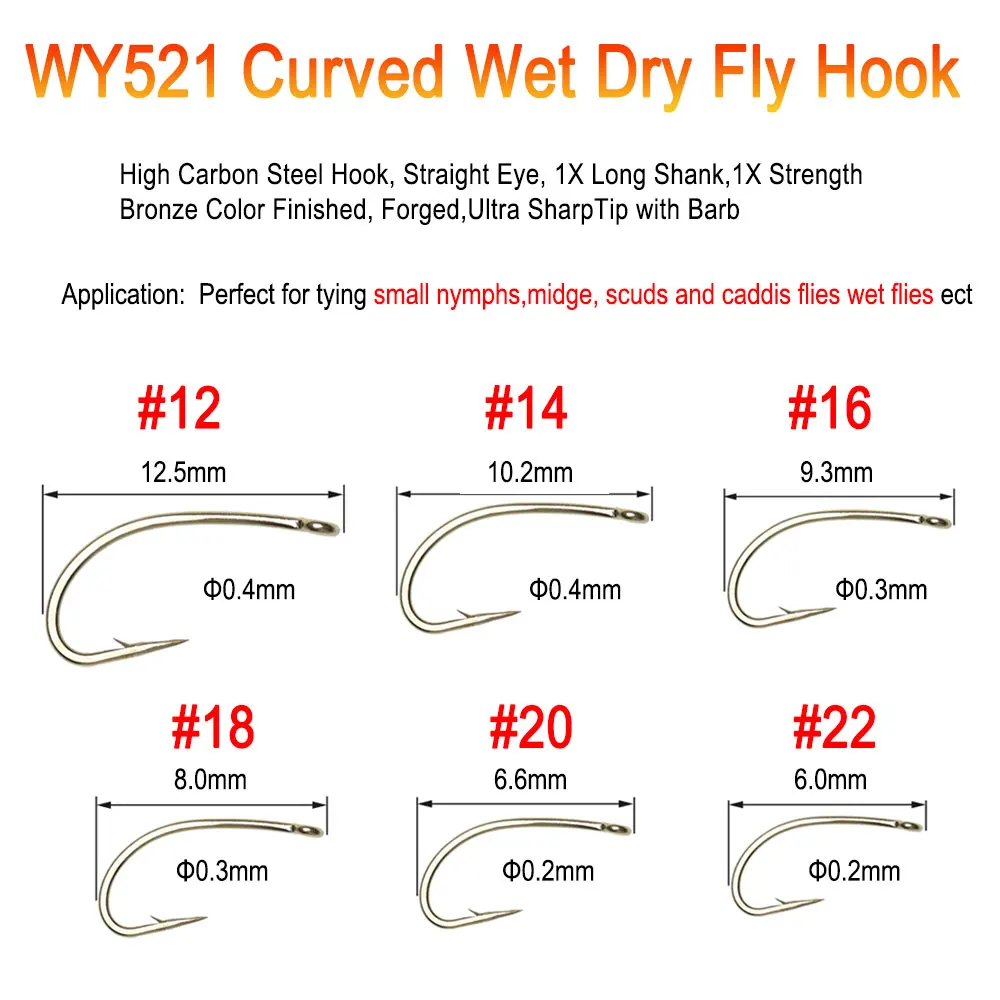 ICERIO 100PCS Classic Barb & Barbless Fishing Fly Hook Dry Fly Wet Fly Jig  Nymph Shrimps Nymph Caddis Streamer Fly Tying Hook – Gone Fishn