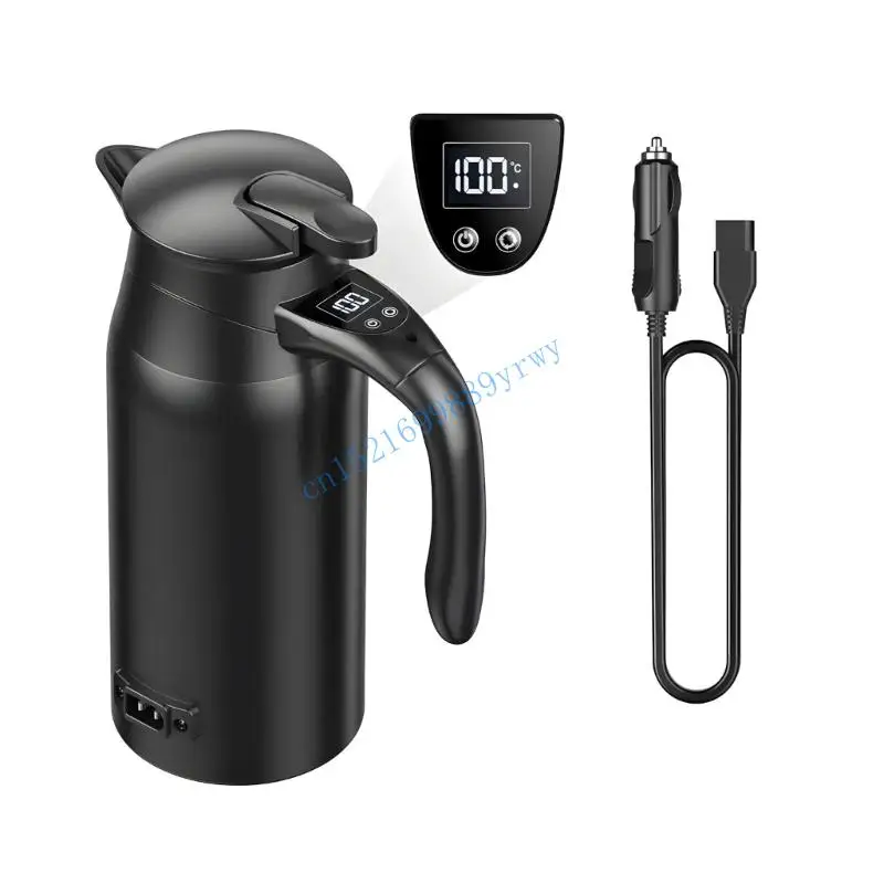 800ml 스테인레스 스틸 여행용 머그 히터 이중 레이어 절연 디지털 디스플레이 12V 24V 차량 6XDB 호환