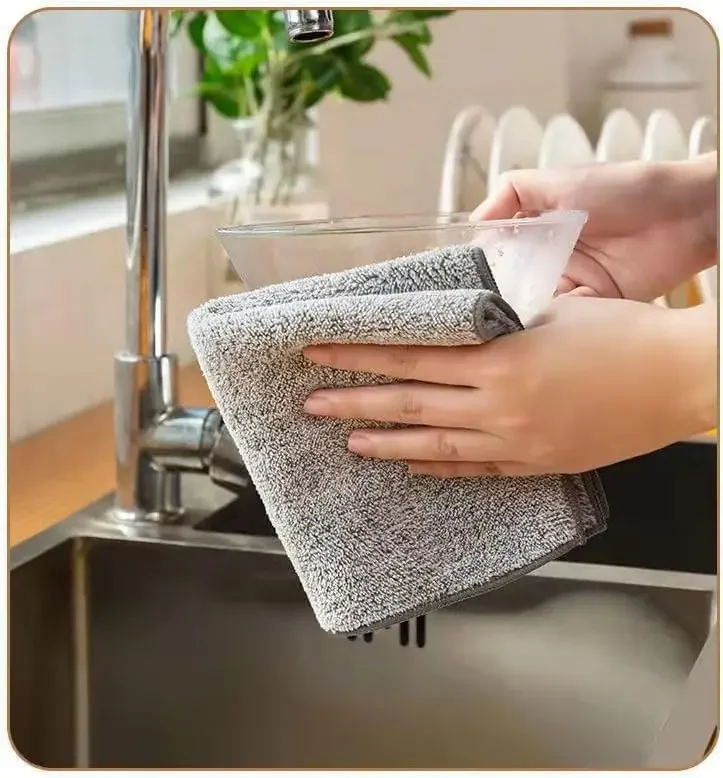 Thicken microfiber cleaning cloths lint free reusable absorbent for car window