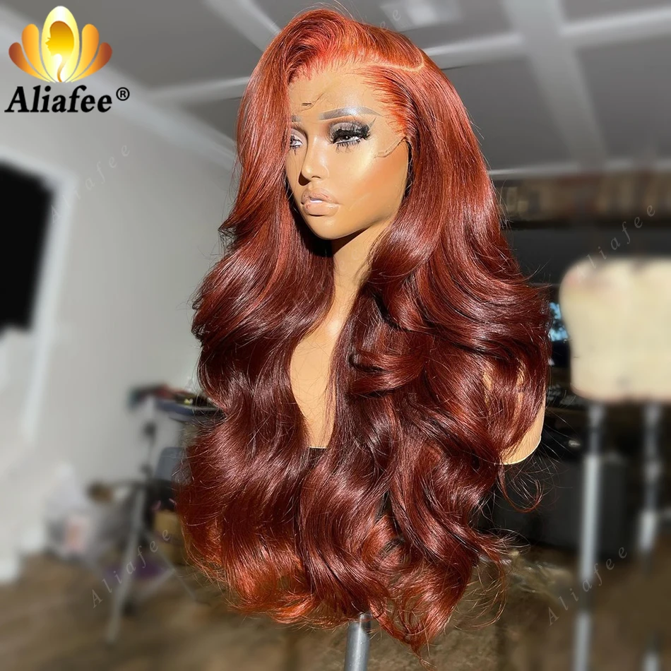 Autumn Brown 13X6 13X4 Glueless Body Wave Lace Frontal Wigs Brazilian Remy Hair Ginger Brown Human Hair Wig For Black Women