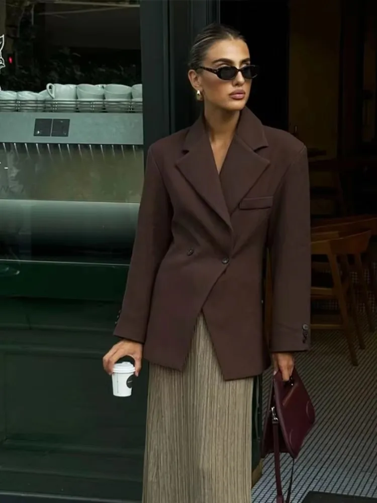 HH Women Elegant Solid Lapel Two Buttons Suit Jacket Fashion Long Sleeve Slim Short Coats 2024 New Casual Office Lady Blazer