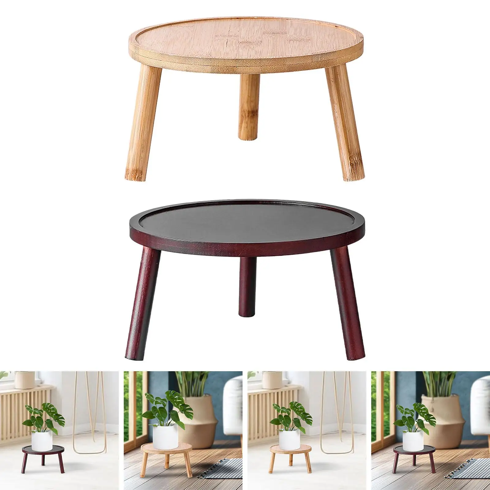 Mini Wooden Plant Stand Stool Bonsai Rack Pot Riser Holder Flowerpot Rack for Living Room