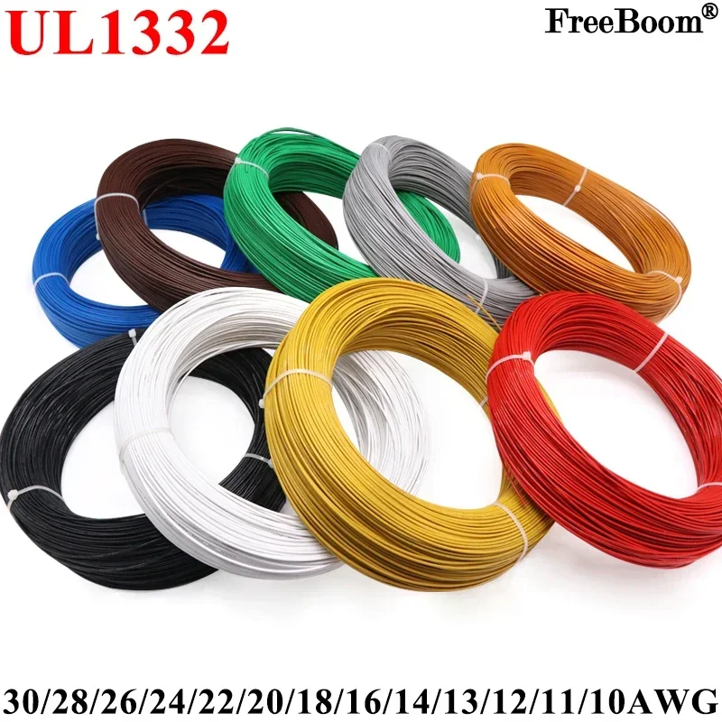 5M/10M UL1332 PTFE Wire 30/28/26/24/22/20/18/16/14/13/12/10 AWG FEP Insulated High Temperature Electron Cable For 3D Printer 1