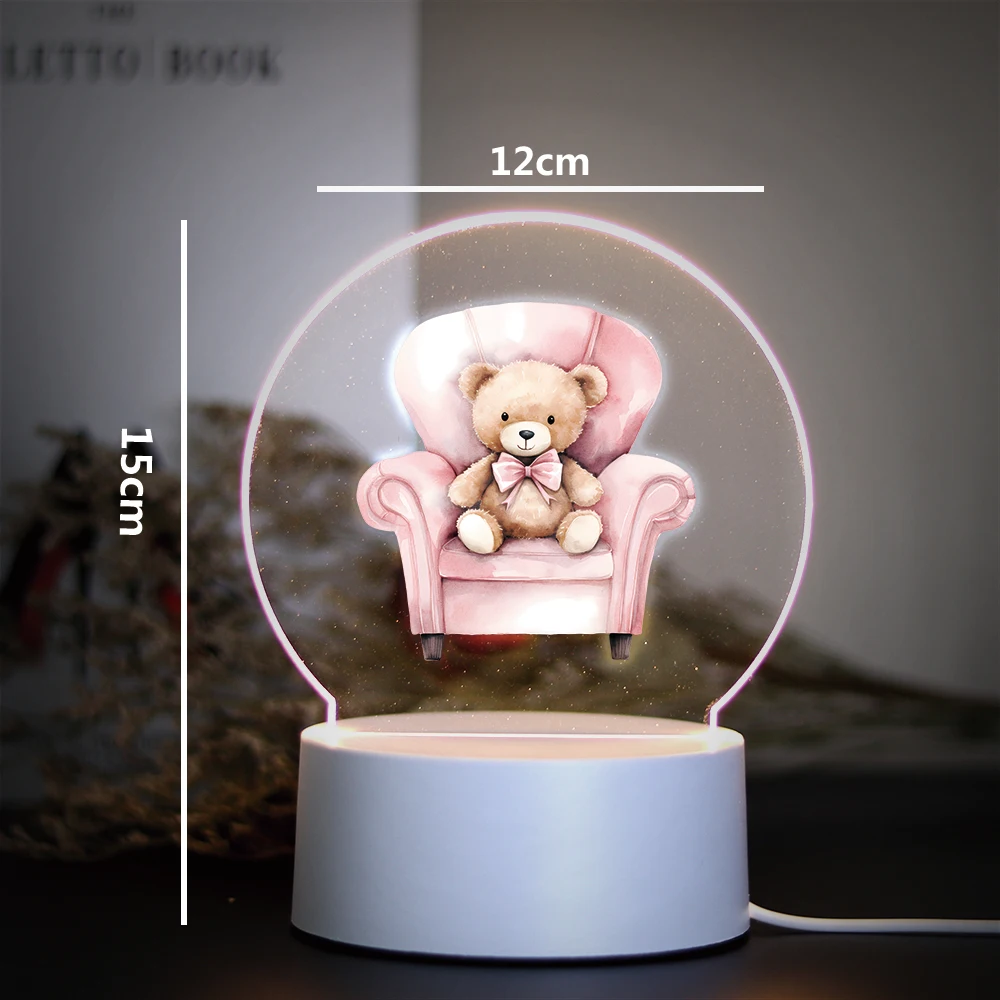 테디 베어 3D 야간 조명 어린이 장난감 생일 크리스마스 선물 어린이 장난감 3D Led 야간 조명 색상 변경