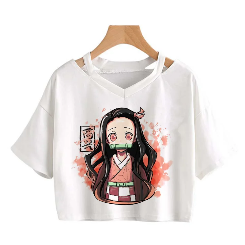 Demon Slayer T Shirt Women Kawaii Kimetsu No Yaiba Graphic Tees Tanjirou Kamado Tops Japanese Anime Tshirt Manga T-shirt Female tees Tees