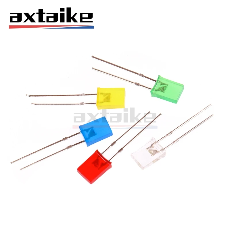 100PCS 2×5×7 Square LED Emitting Diode Lamp White Red Green Blue Yellow Diffused Color Rectangular DIY Indicator 257 2*5*7MM