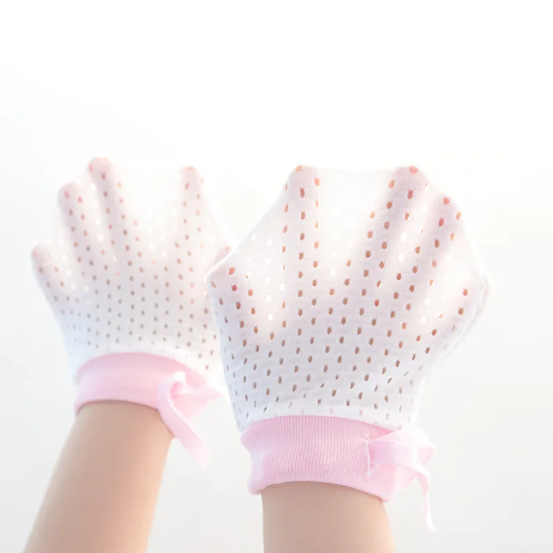Baby Physical Anti Scratch Face Mesh Small Gloves Summer Thin Breathable Drawstring Strap Baby Adjustable Gloves baby mittens anti scratching gloves
