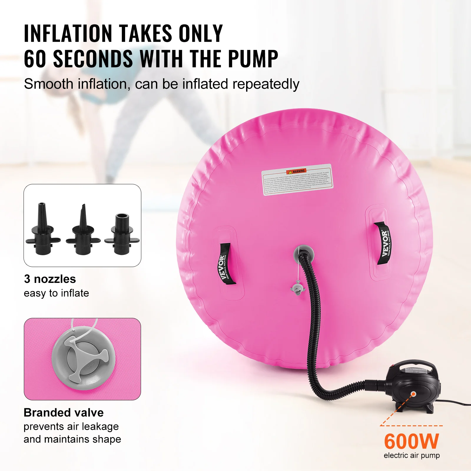 VEVOR Air Mat Tumble Track Air Spot Air Barrel Gymnastic Equipment with Electric Pump Tumbling Backbend Trainer for Home Use/Gym 4