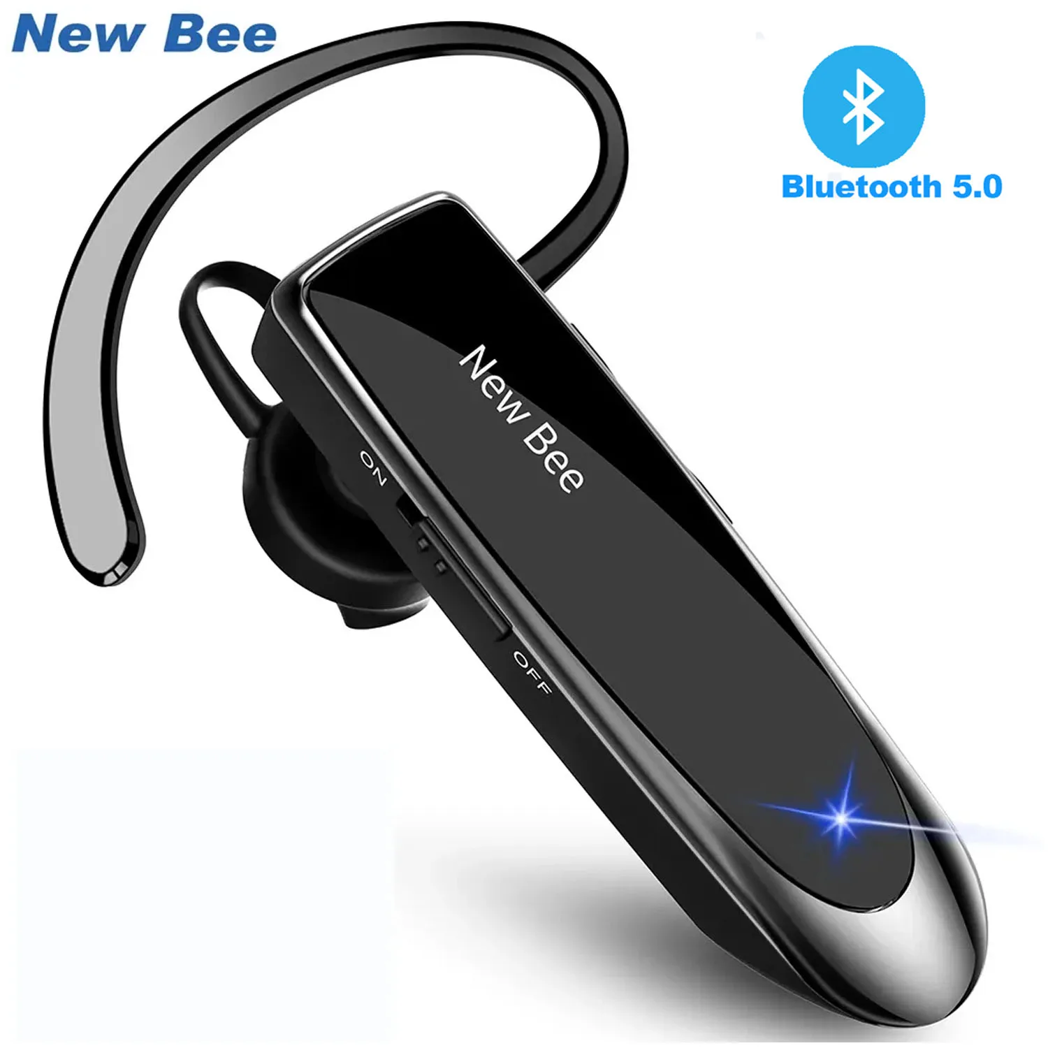 Bee Bluetooth V5.0 Fones de ouvido sem fio, fone de ouvido com microfone, 24Hrs, fone de ouvido, mini mãos livres para condução empresarial, novo