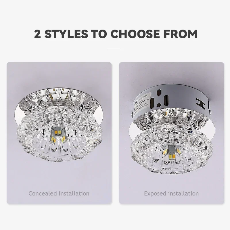 Crystal LED Ceiling Lamp for Aisles and Living Spaces