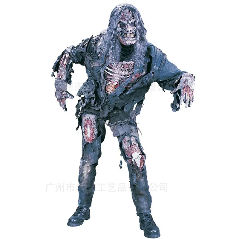 Halloween Cosplay Skeleton Costumes High-quality Grim Reaper Costume with Hat Masks Skeleton Hands Costumes Adults Men