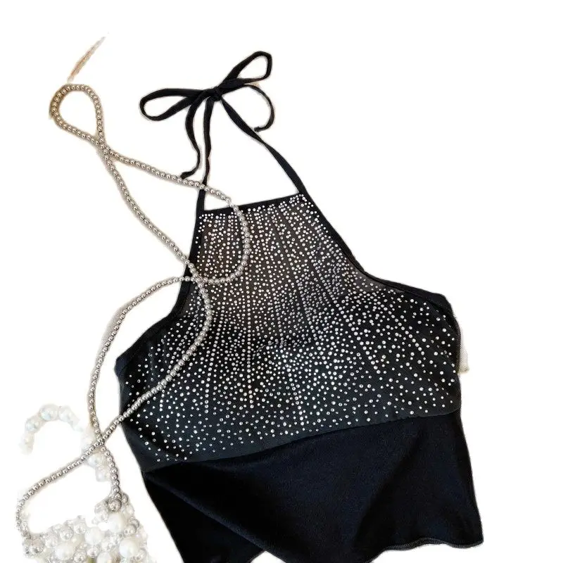 

Sexy Girls Singlet Hot Fixes Sheer Hollowed Women Summer Tops Hot Sell 2023