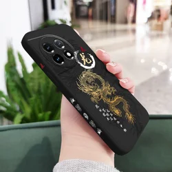 Flying Dragon Liquid Silicone Phone Case Cover - OnePlus 9RT 5G (Black)