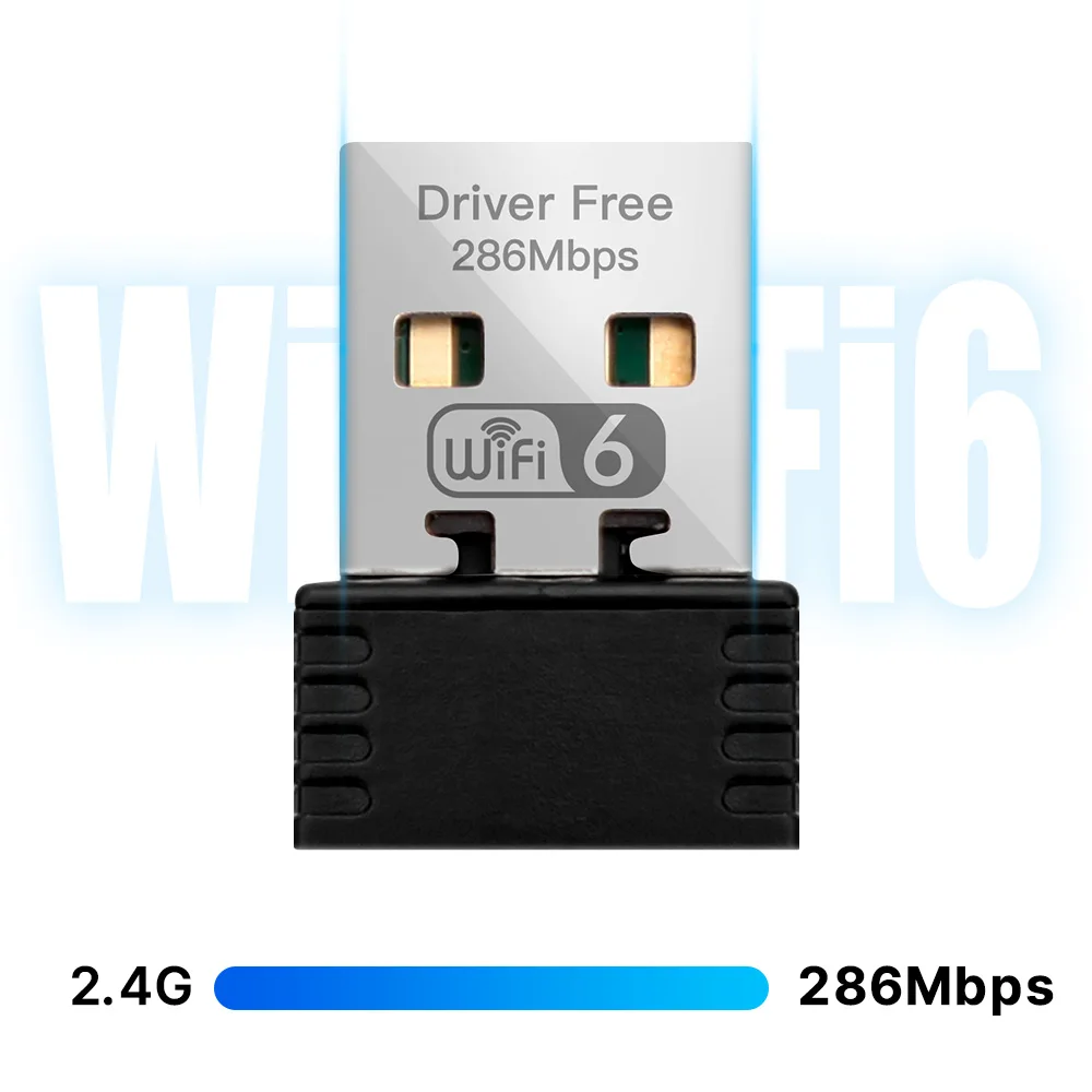 WIFI 6 802.11ax 네트워크 어댑터 AX286 2.4GHz USB 와이파이 동글 랜 드라이버 프리 PC 노트북 윈도우 7 10 11용