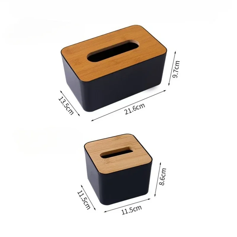 Tissue Box Table Napkin Rings Tissue case Paper Box Container Bamboo Cover Solid Wood Storage Box Home Table Decoration 6