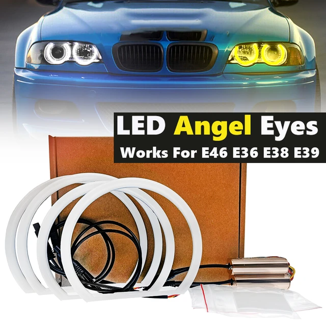 1 Set Led 2x(146mm+131mm) Dual Color Cotton Light Led Angel Eyes Kit Halo  Ring Drl For Bmw 3 Series E46 E90 E91 Non Projector - Daytime Running  Lights - AliExpress