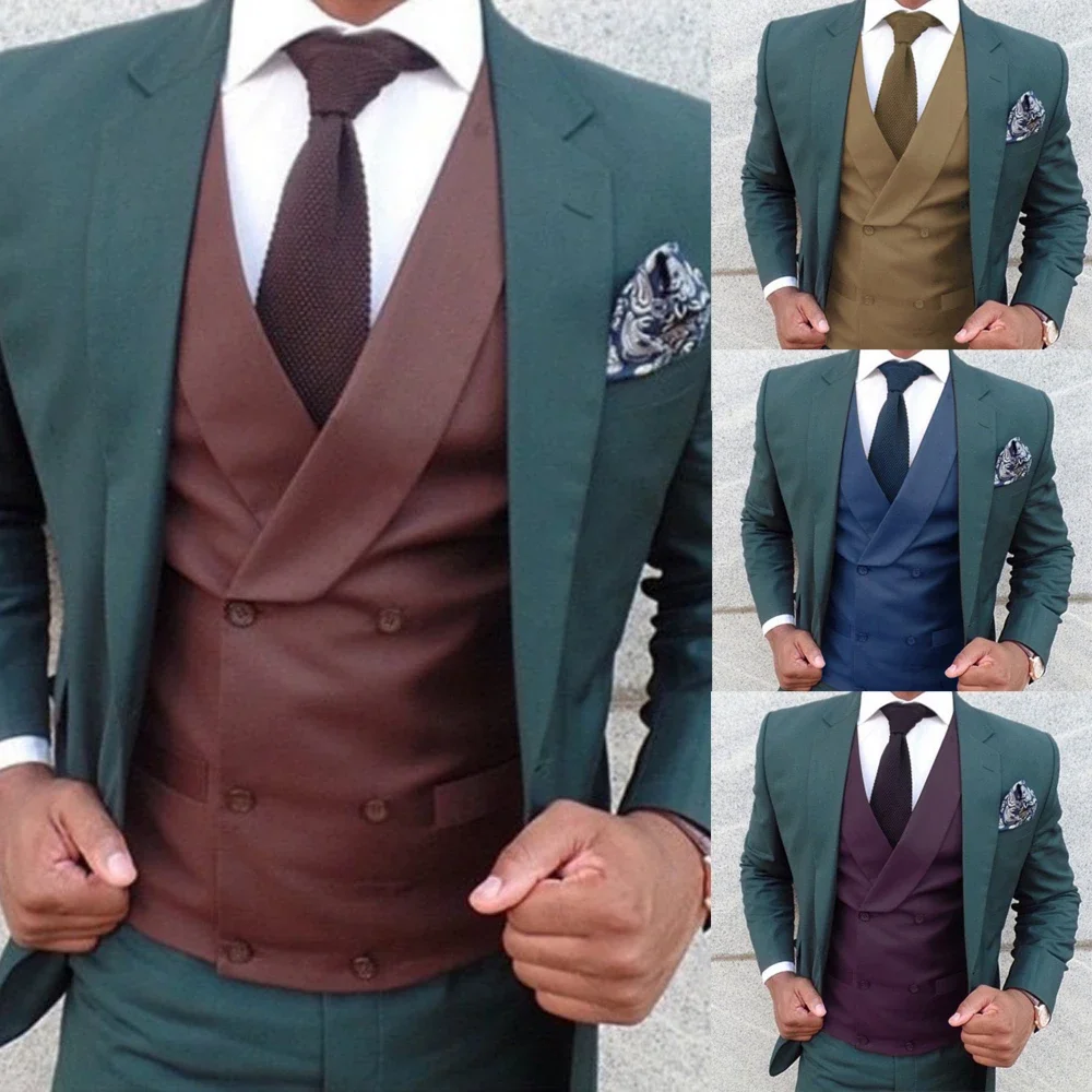 Custom Formal Men's Suit For Wedding 3 Piece Jacket Pants Vest High Quality Slim Fit Male Tuxedo Elegantes Best Man Blazer Sets