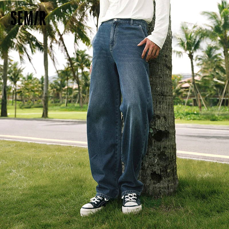 Semir 2023 Men Jeans Autumn New Classic Simple Loose Straight-leg Commuting Trousers for Men