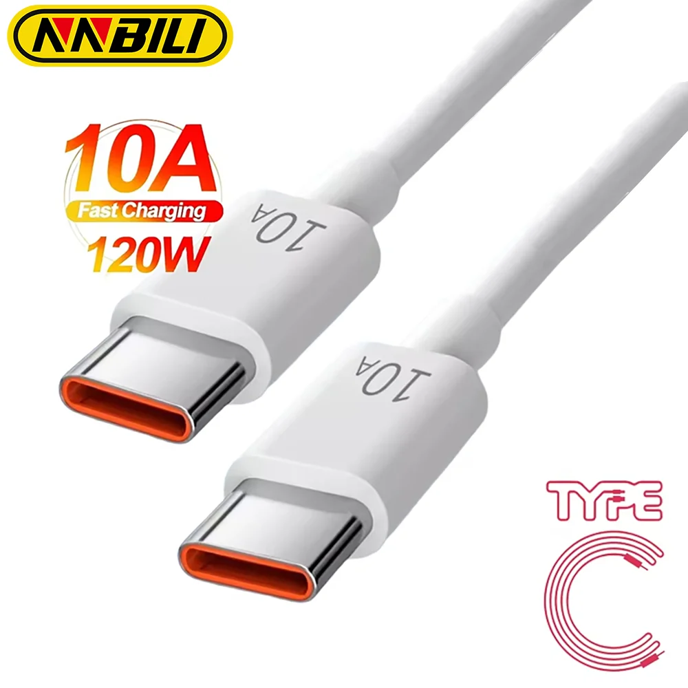 Type C Cable NNBILI 120W 10A Quick Charging For Samsung Xiaomi Huawei USB C Mobile Phone Data Cord Super Fast Charge