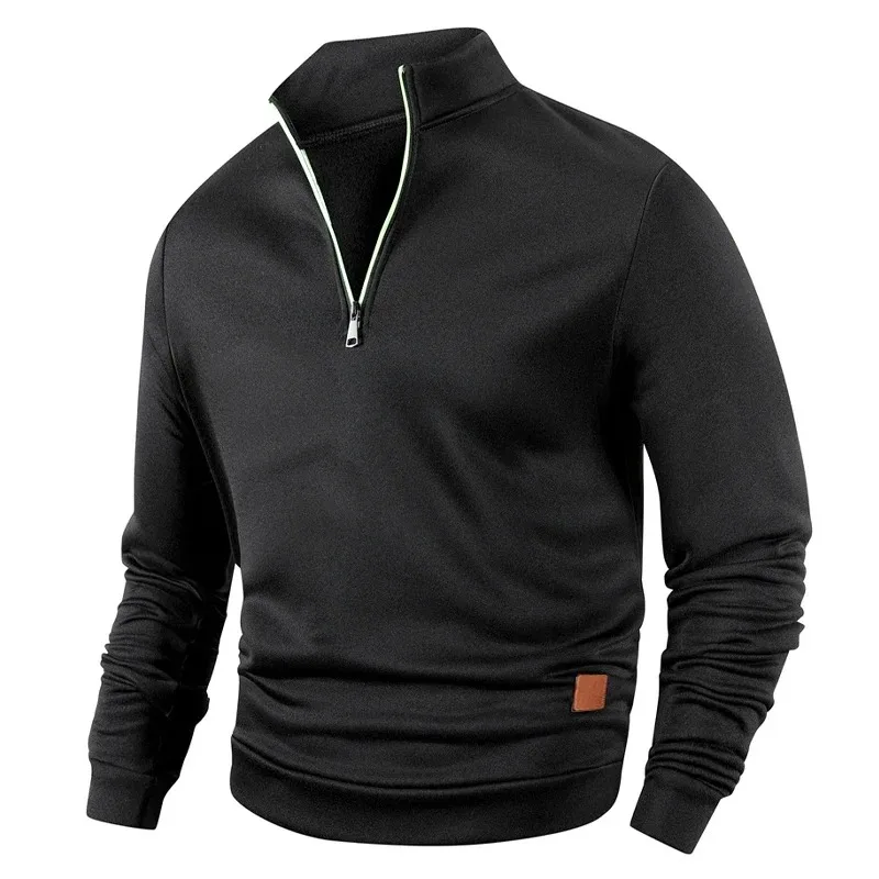 Animal Game Men's Half Zipper Sweatshirts Long Sleeve Solid Pullover Turtleneck Streetwear Warm Jacket Sport Coats Outerwear