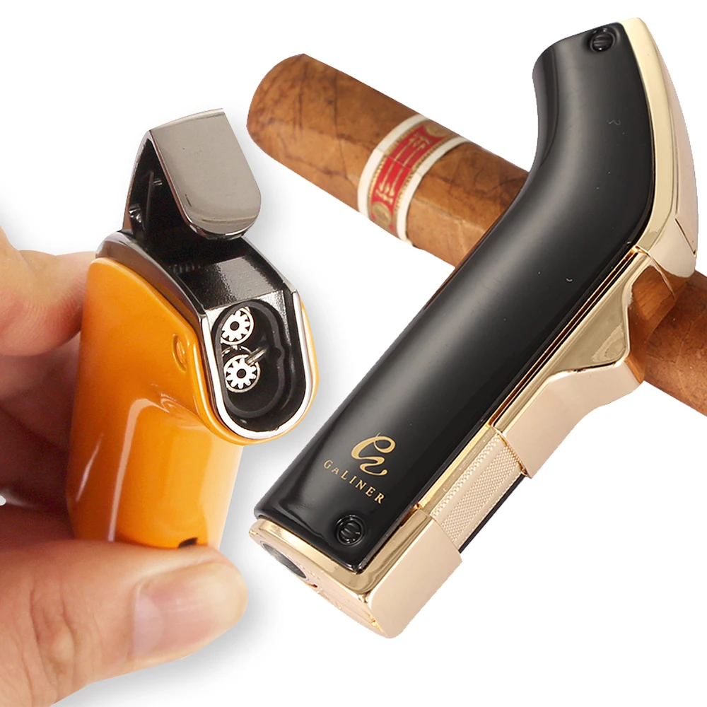 Gailner Accendino In Metallo Blue Fire 2 Jet Accendisigari Torcia A Gas Accendino In Metallo Butano Con Punzone Per Sigari