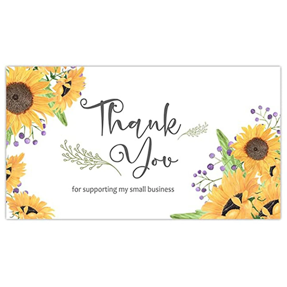 500pcs/Roll 3.8cm Sunflower Thank You Stickers Gift Business Shopping  Decorative Cards 50pcs 2x3.5inch Thank You Paper Cards - AliExpress