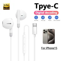 HIfi Headphones For Apple iPhone 15 Pro Max Half-in-Ear With Microphone Wired Earphone For Samsung Huawei Xiaomi USB-C Earphones 1