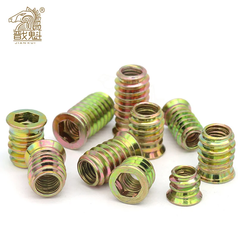 10pcs M6 M8 M10 Steel Metal Hexagon Hex Socket Drive Head Embedded Insert Nut E-Nut for Wood Furniture Inside and Outside Thread