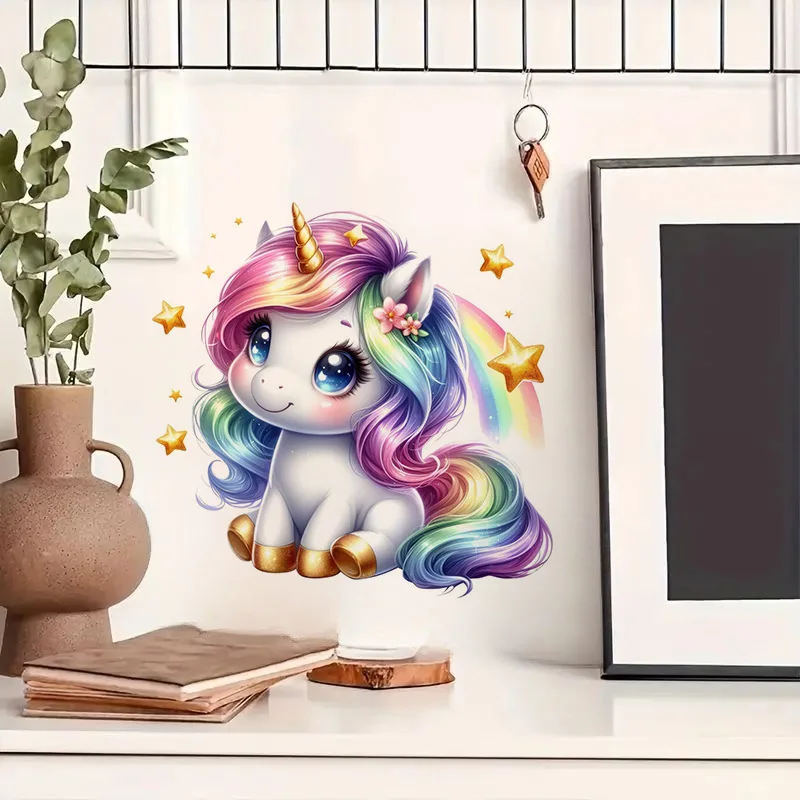 Cute Rainbow Unicorn Sticker Water-proof Home Wall Decal Used for Wall Bathroom Cabinet Door Toilet Car Laptop wall stickers,toilet stickers