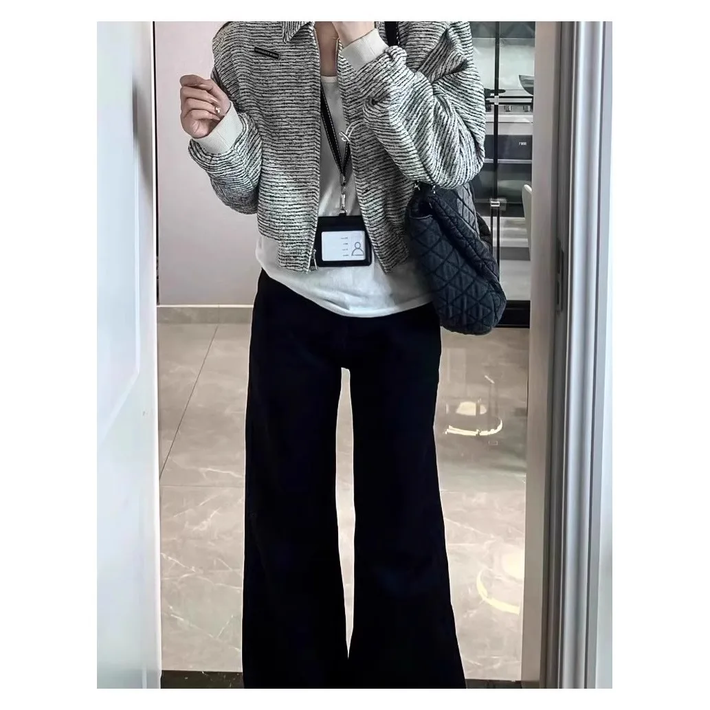 Spring New Bla High Waist Wide Leg Jeans Women's Slimming Loose Fit Bootcut Ankle Length Pants Cotton Stretch Denim