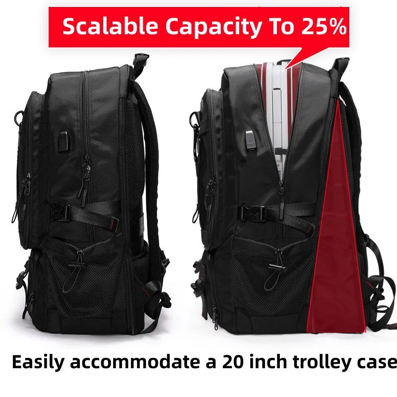 Men's Traveling Backpack 50-80L Large Capacity Business Backpack For Men 17 Inch Laptop Bags Fashion Oxford With Shoe Backpack