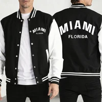 Miami Florida Usa Printed Men Jacket Vintage Loose Fashion Coat Fleece Street Casual Clothing Unisex Autumn All-Match Tracksuit