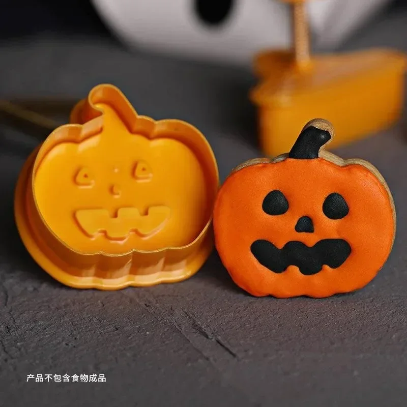 4Pcs/set Biscuit Mold Cartoon Push-type Cookie Cutter Halloween Diy Cake Decoration Cookie Molds Kitchen Gadget